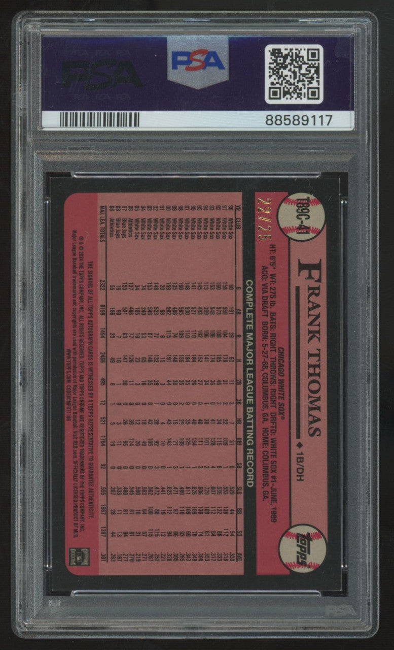 2024 Topps Chrome Silver Pack Frank Thomas Orange Auto /25 #T89C-41 PSA 8