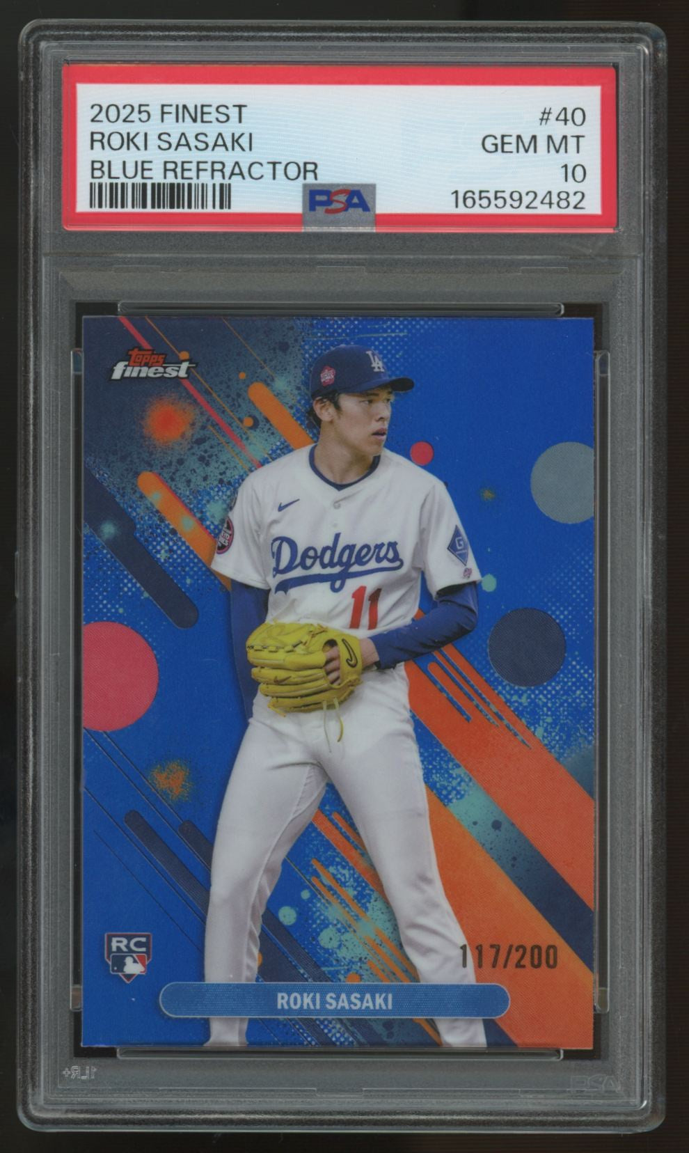 2025 Topps Finest Roki Sasaki RC Blue Refractor /200 #40 PSA 10