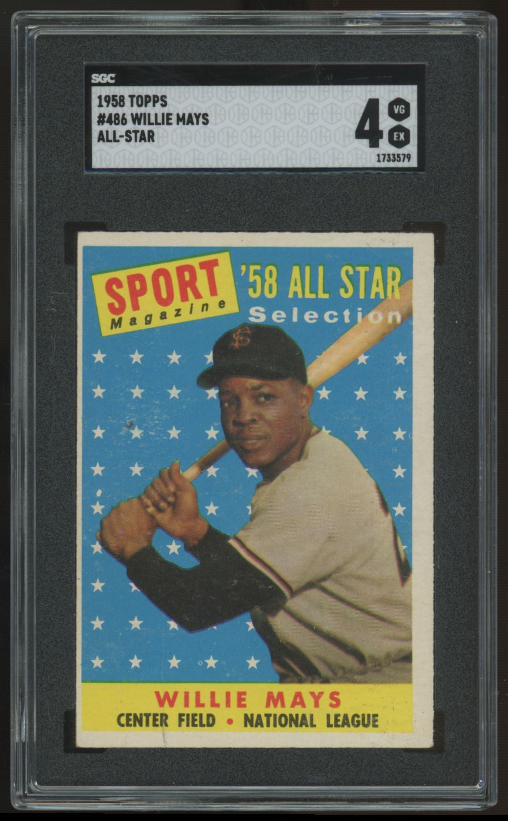 1958 Topps Willie Mays All Star #486 SGC 4