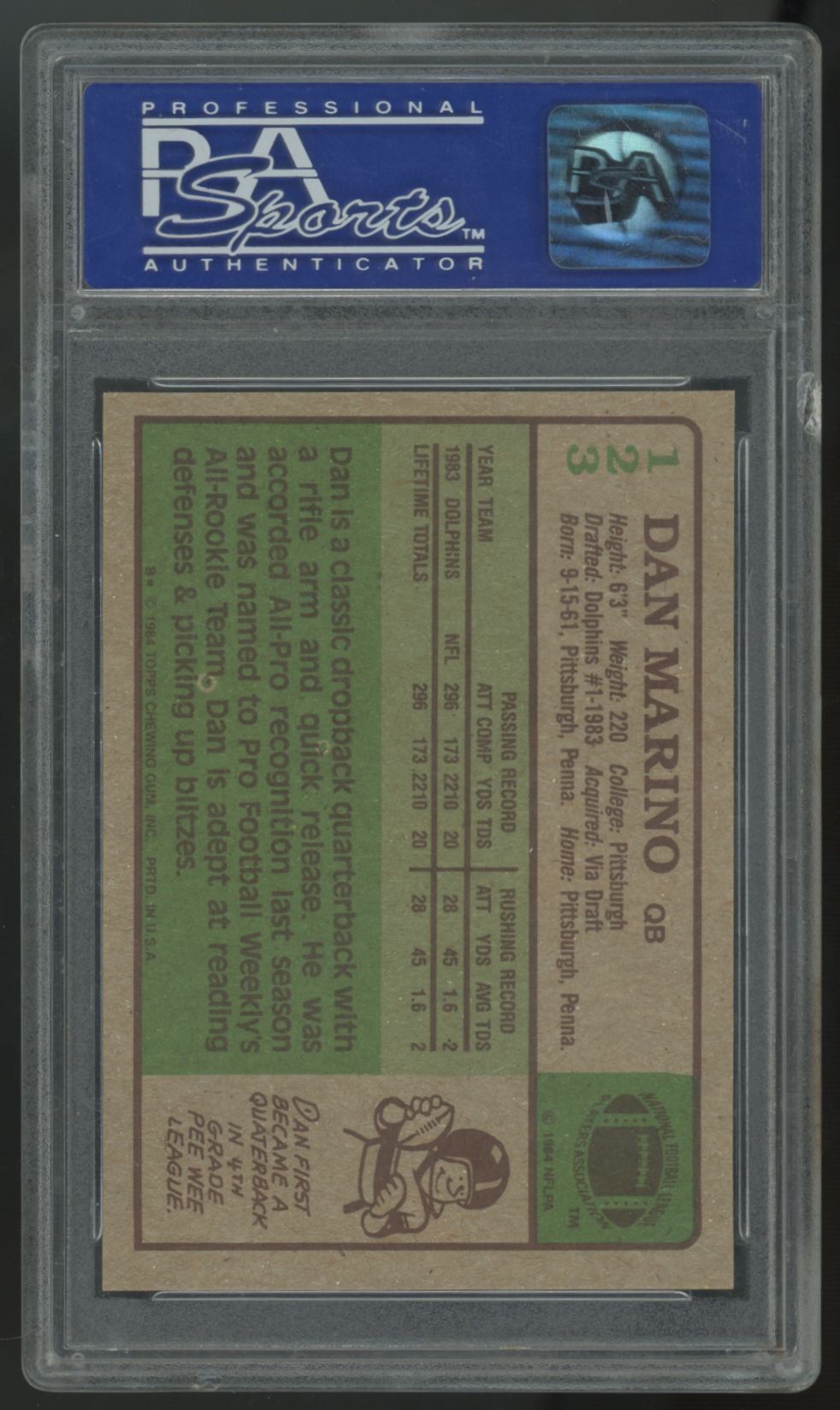 1984 Topps Dan Marino RC #123 PSA 9