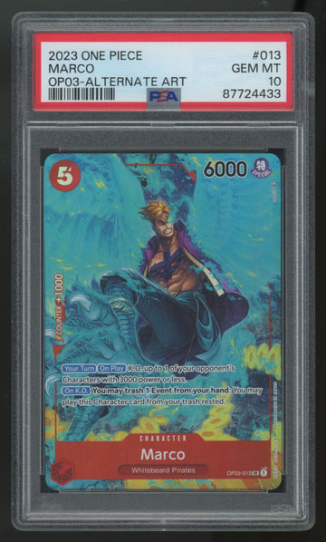 2023 One Piece Marco OP03 Alt Art #013 PSA 10