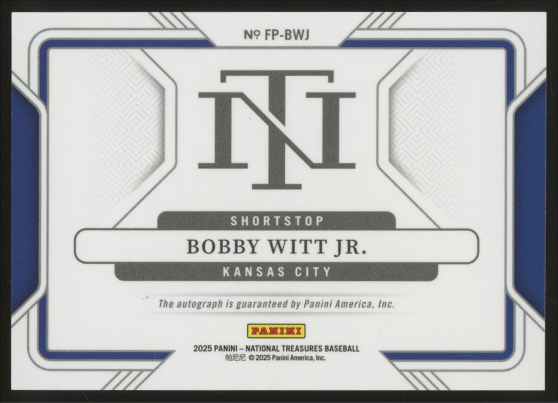 2025 Panini National Treasures Bobby Witt Jr. Auto /99 #FP-BWJ