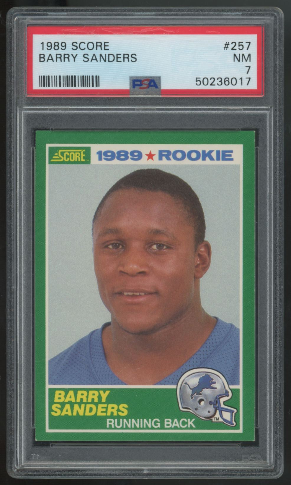 1989 Score Barry Sanders RC #257 PSA 7