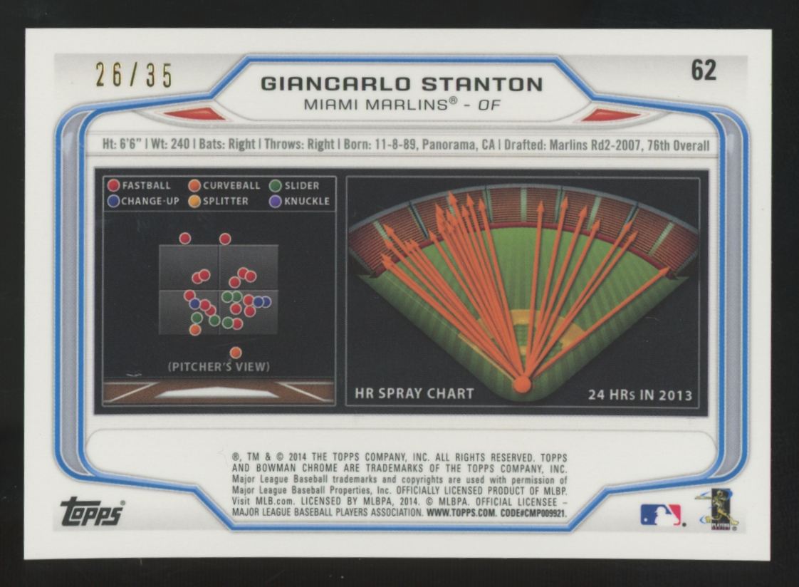 2014 Bowman Chrome Giancarlo Stanton Black Static /35 #62