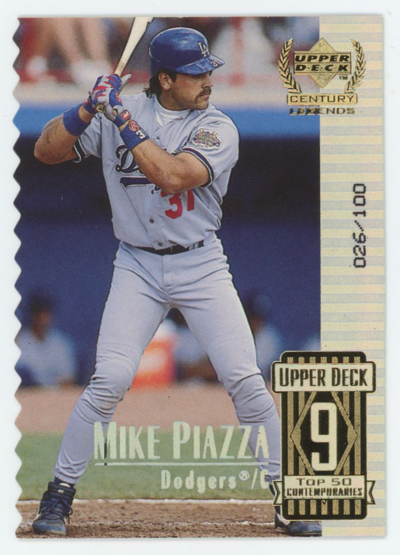 1999 UD Century Legends Mike Piazza Top 50 Contemporaries Die Cut Holo Foil /100