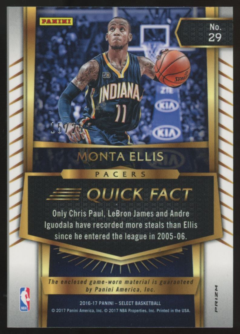 2016-17 Panini Select Monta Ellis Tie-Dye Patch /25 #29