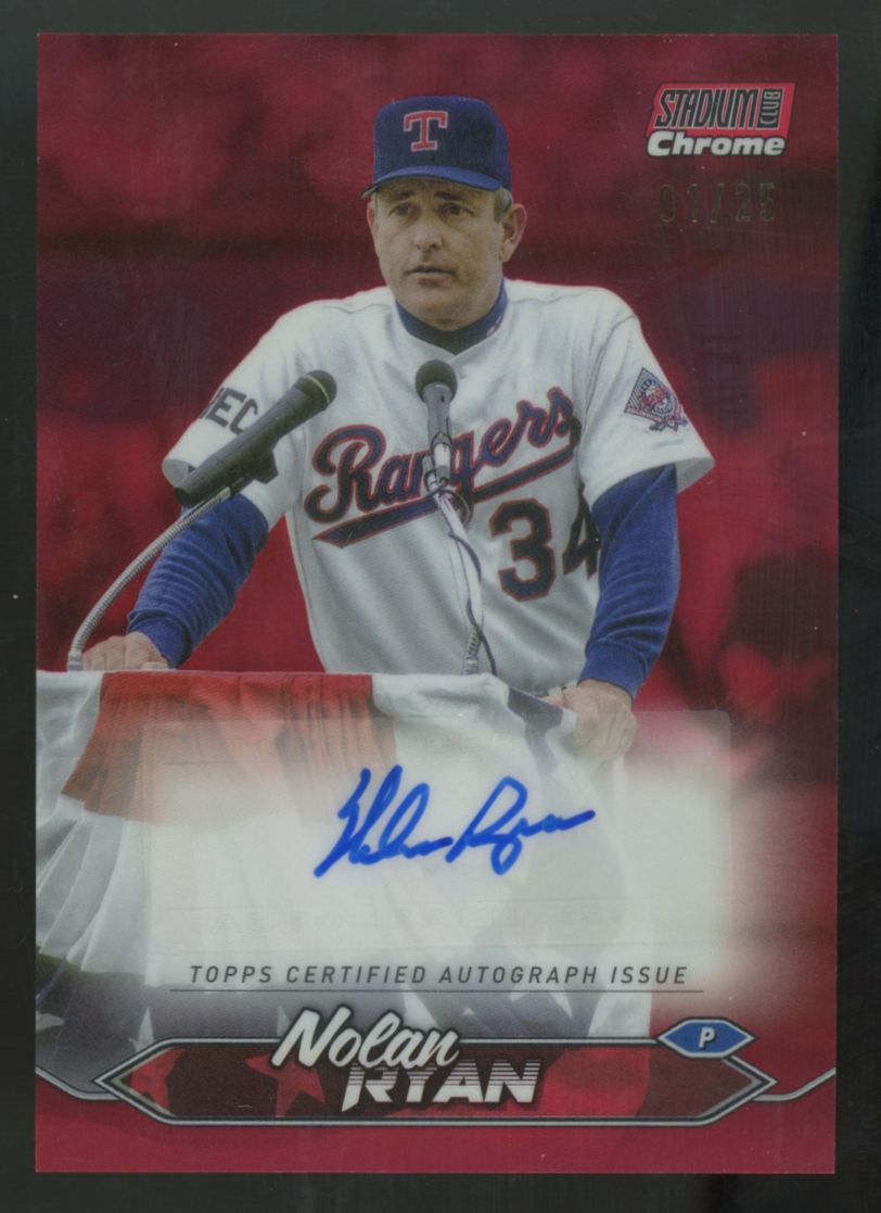 2024 Topps Stadium Club Nolan Ryan Chrome Red Foil Auto /25 #SCCA-NR