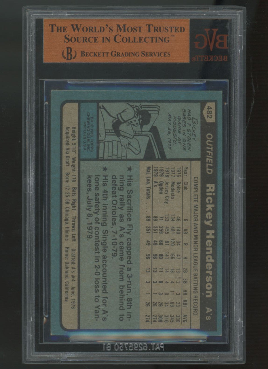 1980 Topps Rickey Henderson RC #482 BVG 7