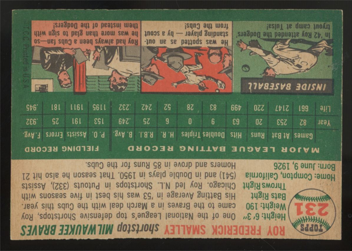 1954 Topps Roy Smalley #231 EX/MT
