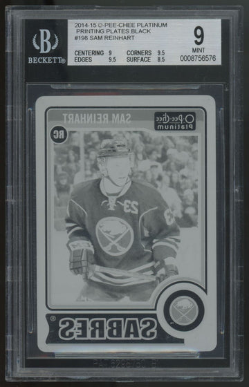 2014-15 O-Pee-Chee Platinum Sam Reinhart RC Black Printing Plate 1/1  #198 BGS 9
