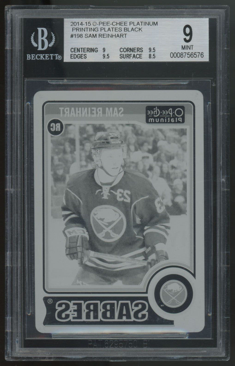 2014-15 O-Pee-Chee Platinum Sam Reinhart RC Black Printing Plate 1/1  #198 BGS 9