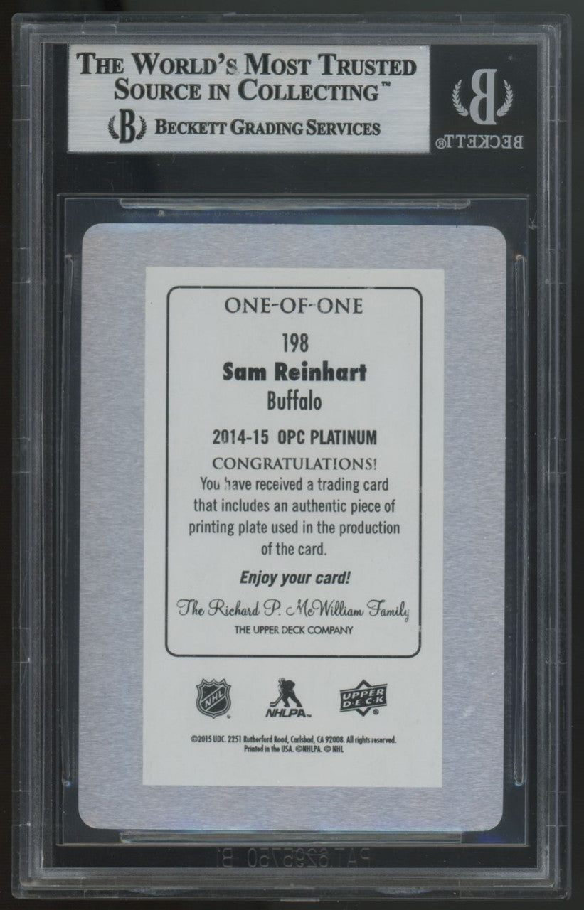 2014-15 O-Pee-Chee Platinum Sam Reinhart RC Black Printing Plate 1/1  #198 BGS 9