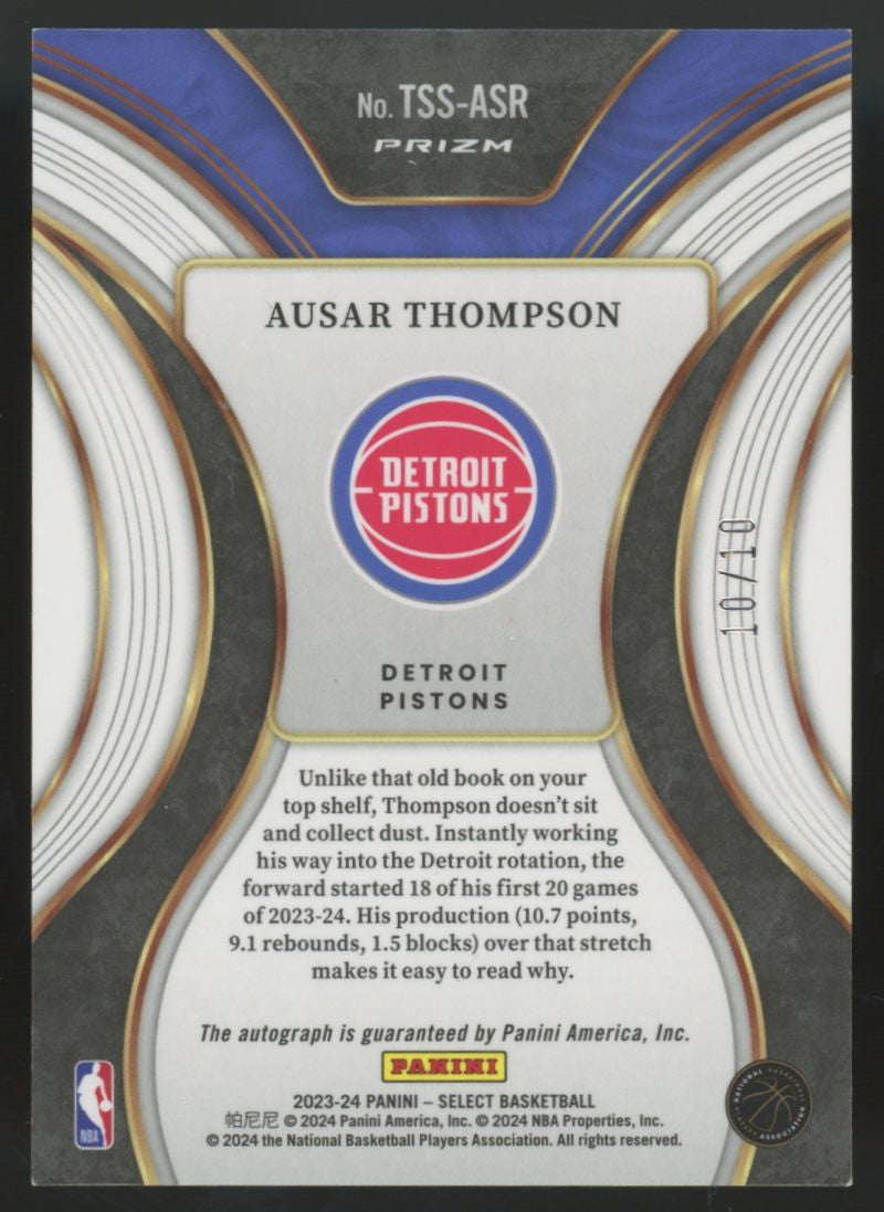 2023-24 Panini Select Ausar Thompson RC Gold Top Shelf Auto /10 #TSS-ASR