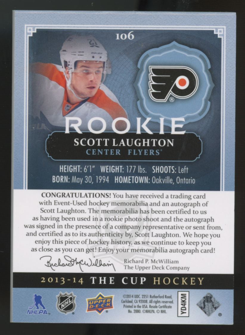 2013-14 Upper Deck The Cup Scott Laughton RC Patch Auto RPA /249 #106