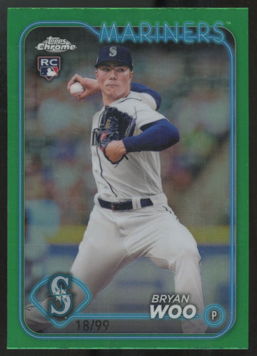 2024 Topps Chrome Bryan Woo RC Green Refractor /99 #172