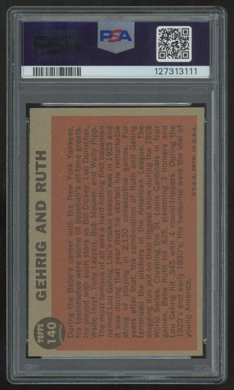 1962 Topps Ruth and Gehrig #140 PSA 4 *111