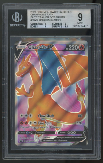 2020 Pokemon Charizard V Champions's Path Elite Trainer Box Promo #SWSH050 BGS 9