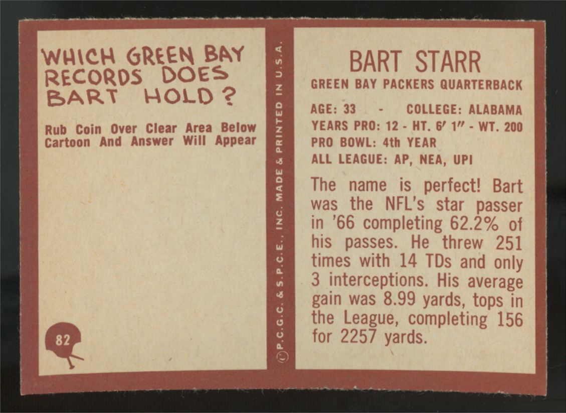 1967 Philadelphia Bart Starr #82 EX-MT (B)