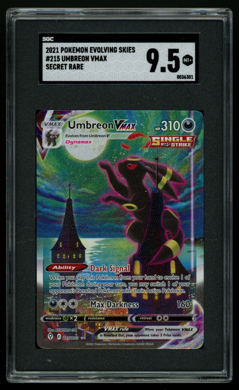 2021 Pokemon Umbreon VMAX Evolving Skies Alt Art Secret #215 SGC 9.5