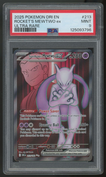 2025 Pokemon Rocket's Mewtwo ex Destined Rivals Ultra Rare #213 PSA 9