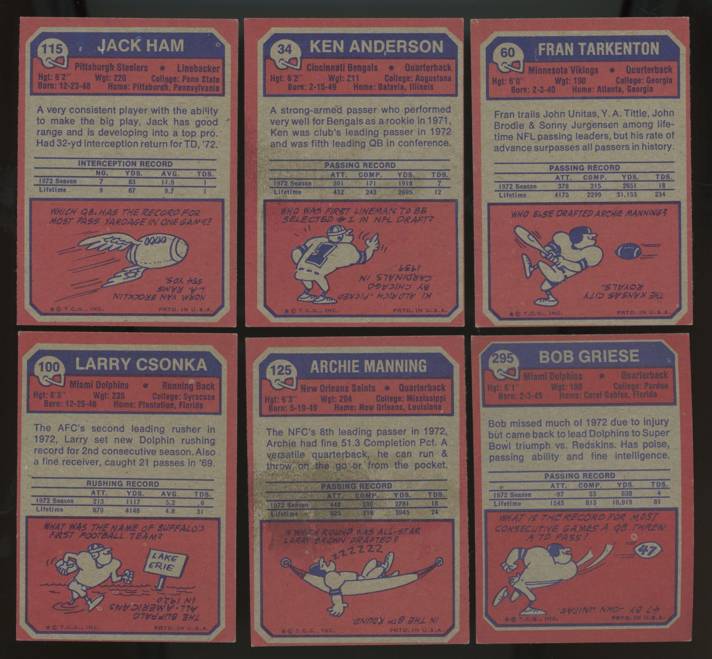 1973 Topps Football Complete Set (528) EX w/ Wax Wrapper & Team CL Variations