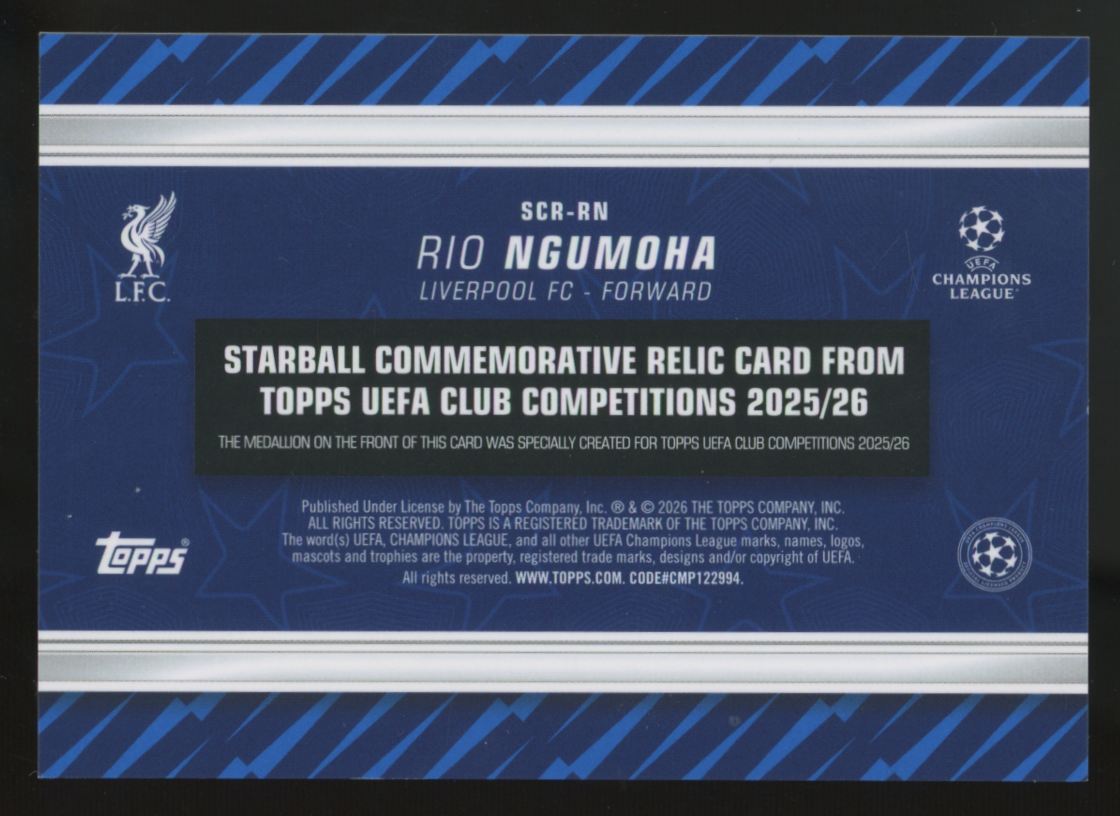2025-26 Topps UEFA Club Rio Ngumoha RC Starball Commemorative Relic