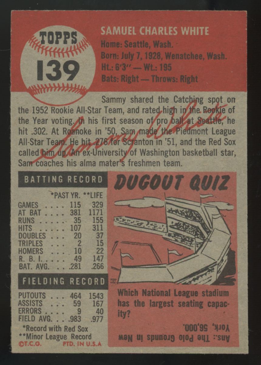 1953 Topps Sammy White #139 NM