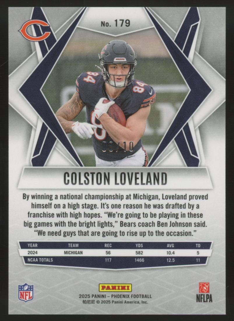 2025 Panini Phoenix Colston Loveland RC Gold Lava /10 #179