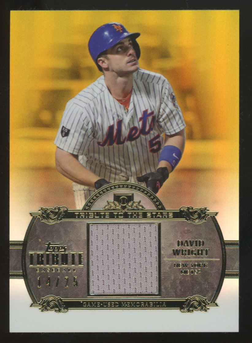 2013 Topps Tribute David Wright Gold Tribute To The Stars Patch /25 #TTSR-DW