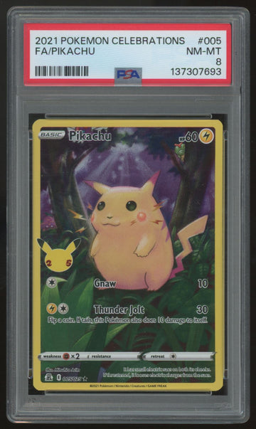2021 Pokemon Pikachu Celebrations Full Art #005 PSA 8