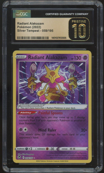 2022 Pokemon Radiant Alakazam Silver Tempest Holo #059 CGC Pristine 10