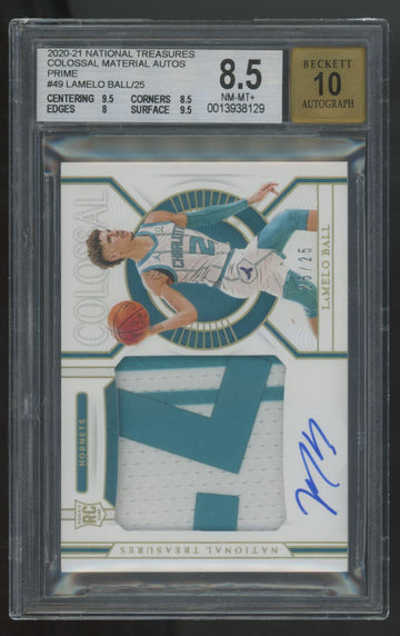 2020-21 National Treasures LaMelo Ball RC Colossal Patch Auto RPA /25 BGS 8.5 10