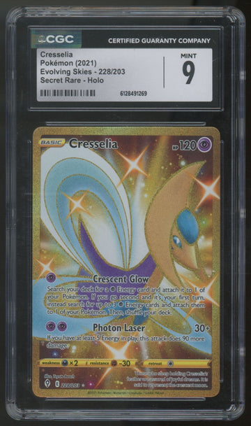 2021 Pokemon Cresselia Evolving Skies Secret Rare Holo #228 CGC 9