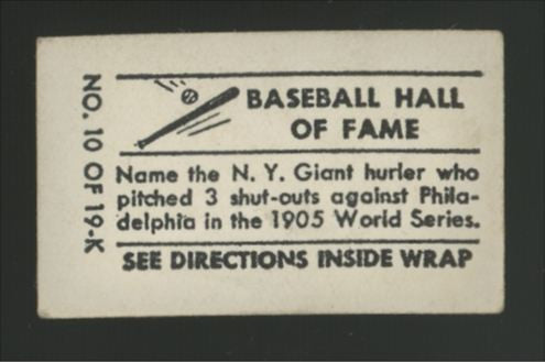 1948 Topps Magic Christy Mathewson Baseball Hall Of Fame #10 Good