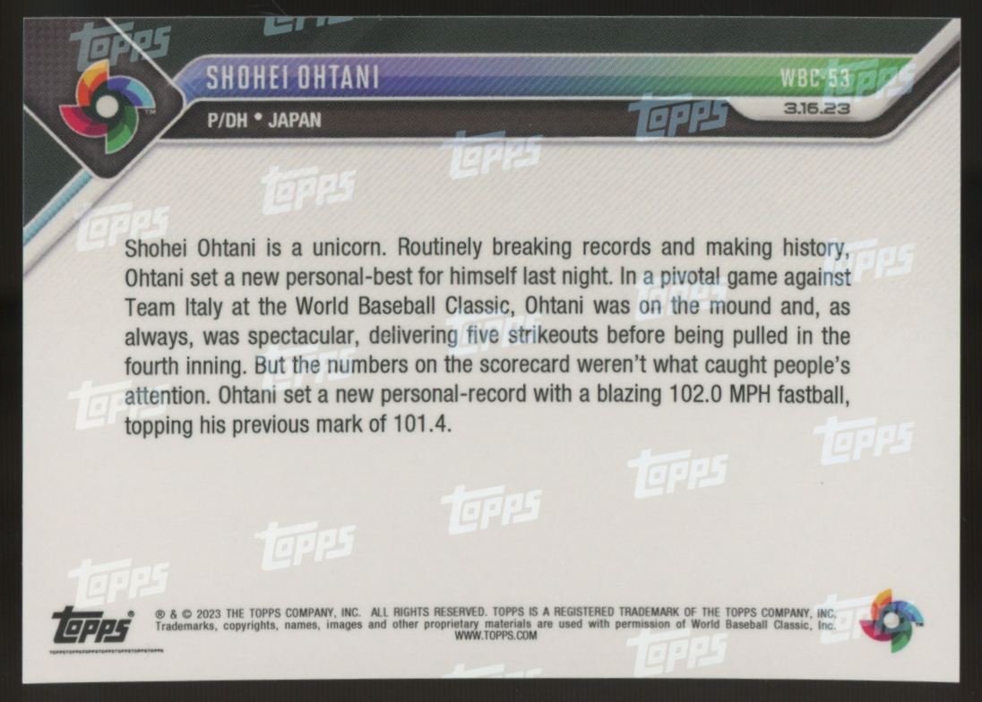 2023 Topps Now Shohei Ohtani World Baseball Classic #WBC-53 "C"