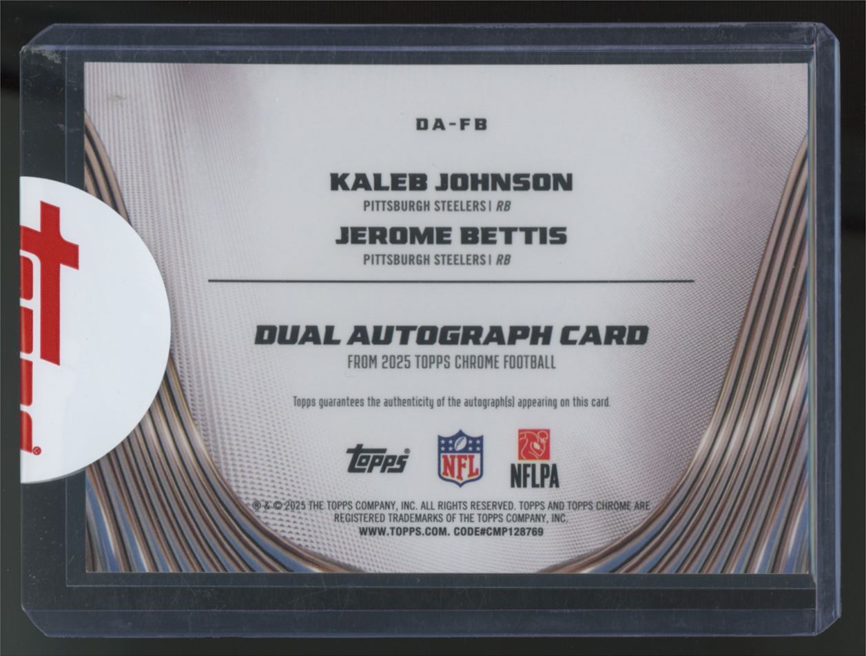 2025 Topps Chrome Kaleb Johnson/Jerome Bettis Gold Dual Auto /50 #DA-FB