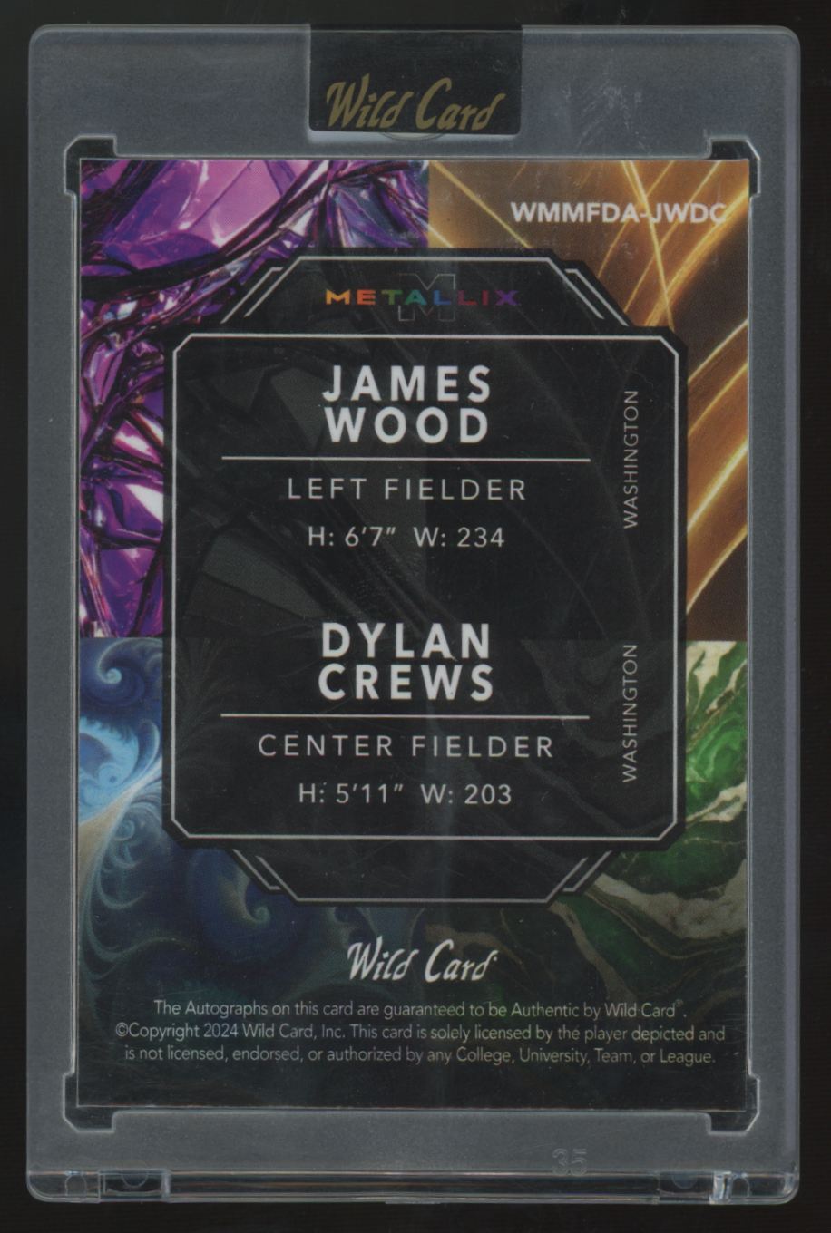2024 Wild Card Metallix James Wood/Dylan Crews RC Red Dual Auto 1/1 #WMMFDA-JWDC