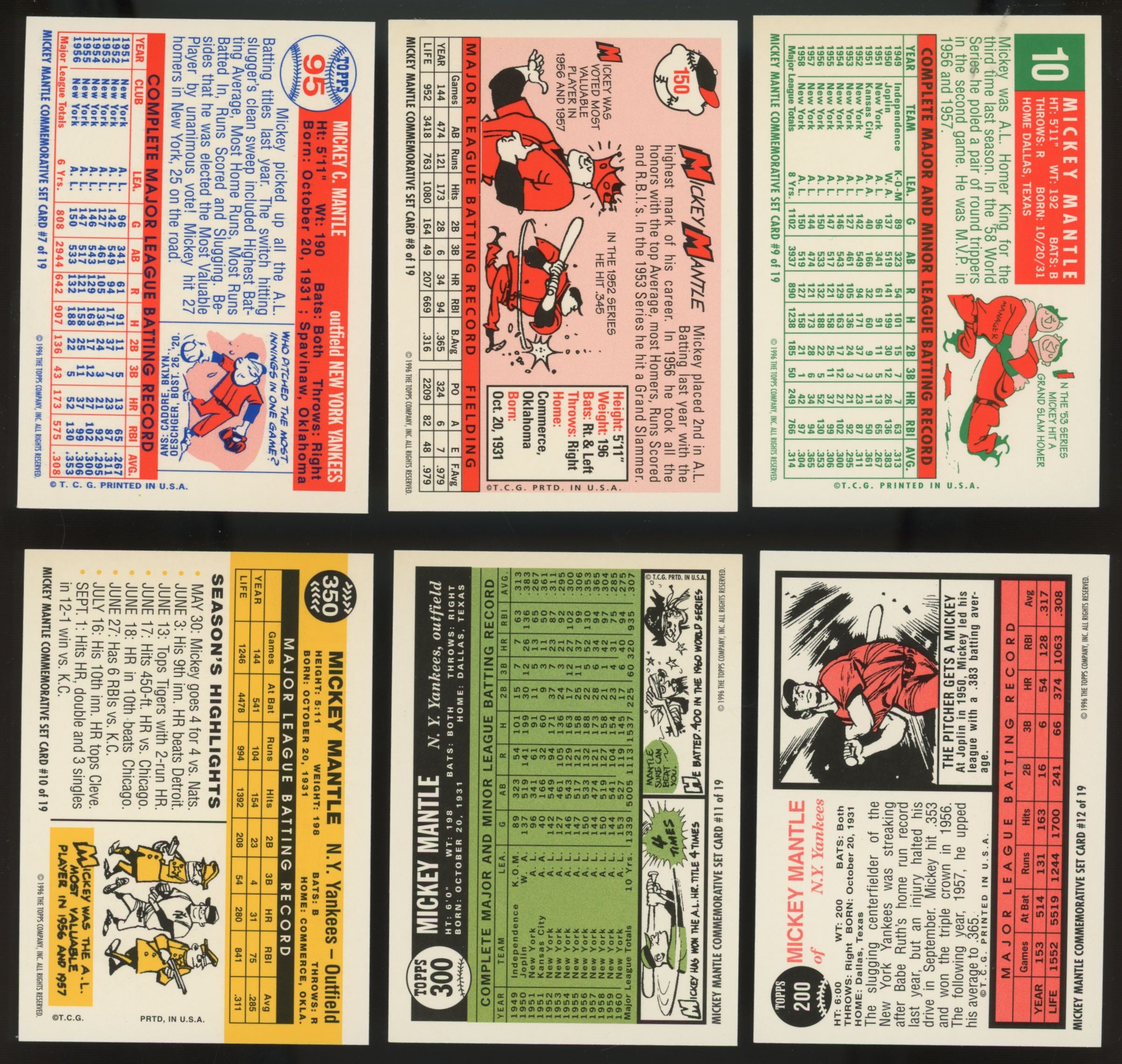 1996 Topps Mickey Mantle Complete Commemorative Set (19/19)