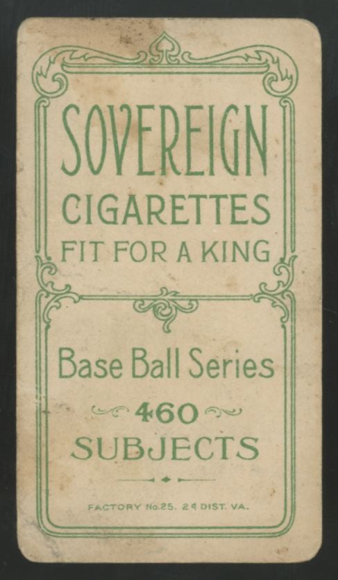 1911 T206 Fred Payne Sovereign Cigarettes Back Poor