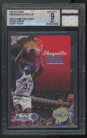 1992-93 Skybox Shaquille O'Neal RC Jersey Fusion Patch #382 BGS 9