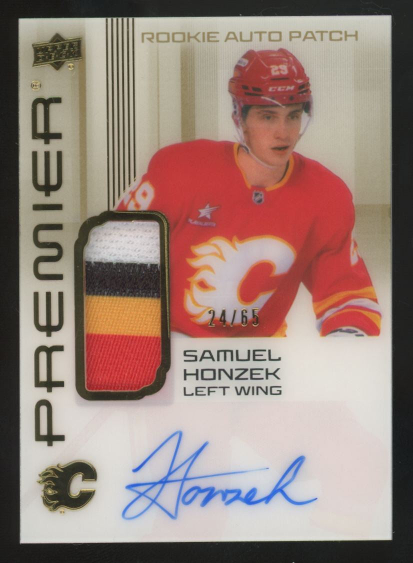 2024-25 Upper Deck Premier Samuel Honzek RC Gold Patch Auto RPA /65 #AR-HE