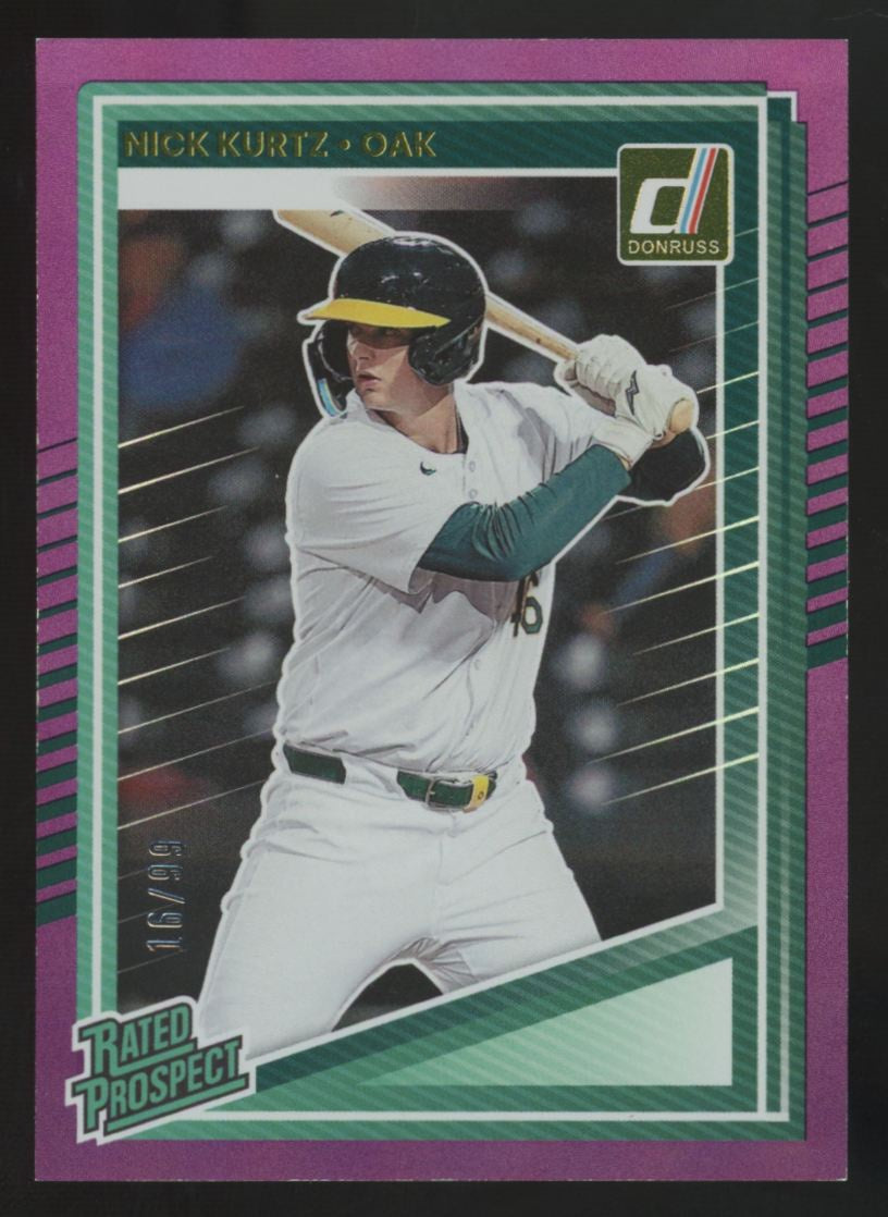 2025 Panini Donruss Nick Kurtz Rated Prospect Holo Purple /99 #154