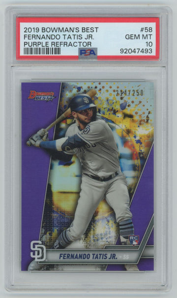 2019 Bowman's Best Fernando Tatis Jr. RC Purple Refractor /250 #58 PSA 10