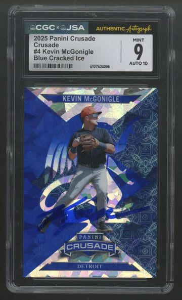 2025 Crusade Kevin McGonigle Blue Cracked Ice Signed Auto #4 CGC X JSA 9 10