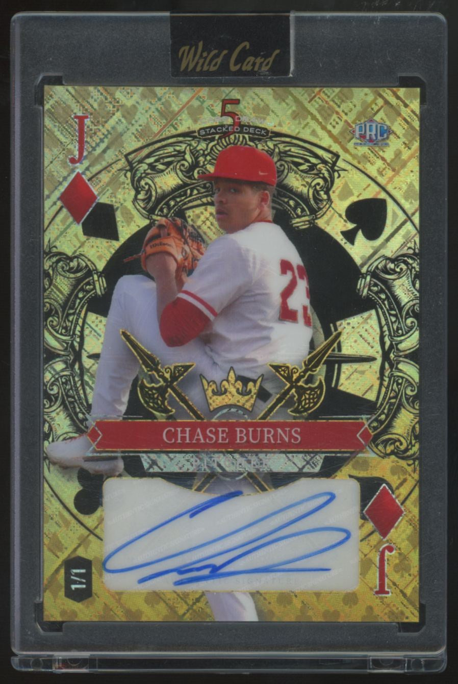 2020 Wild Card 5 Card Draw Chase Burns RC Gold Jack Of Diamonds Auto 1/1