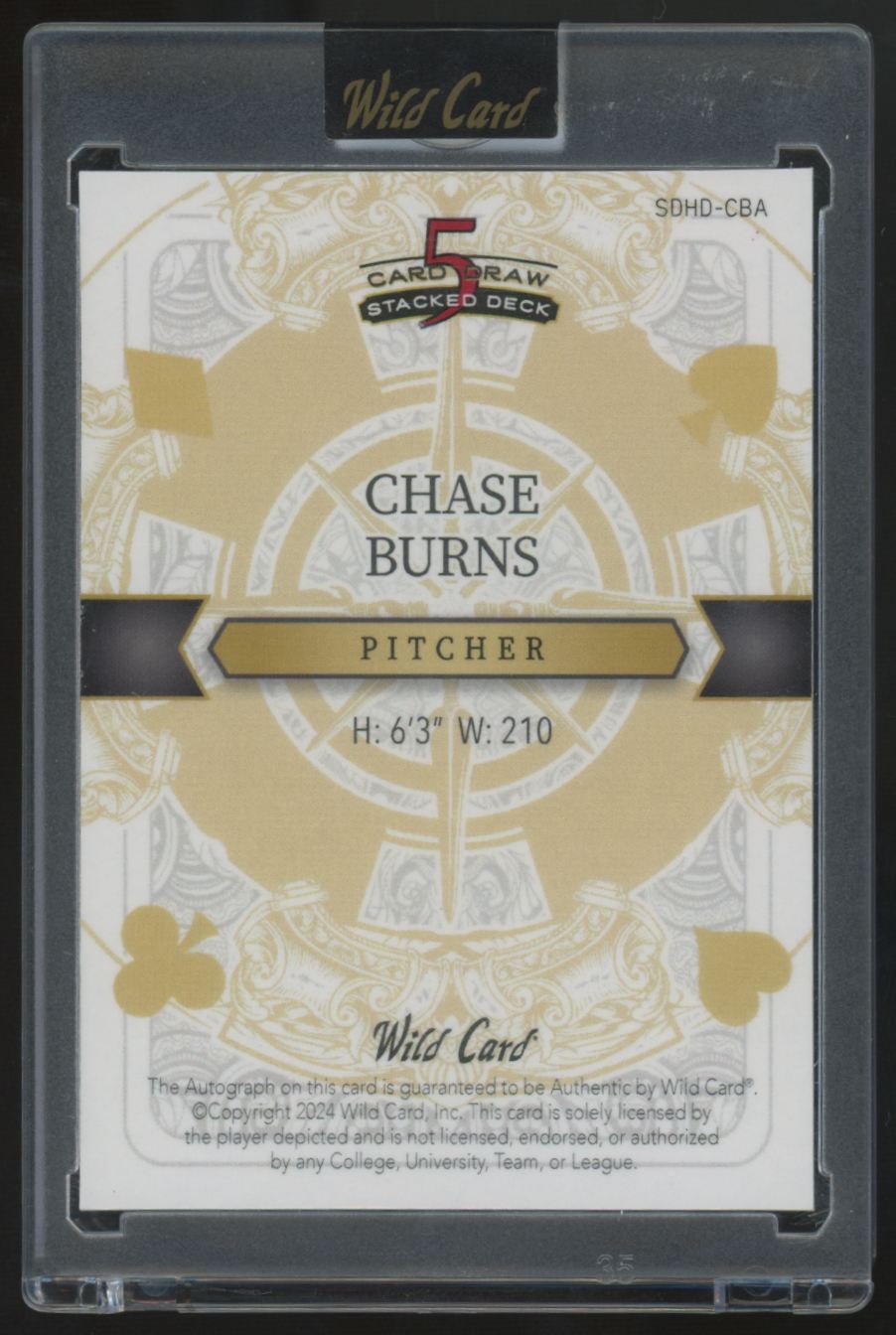 2020 Wild Card 5 Card Draw Chase Burns RC Gold Jack Of Diamonds Auto 1/1