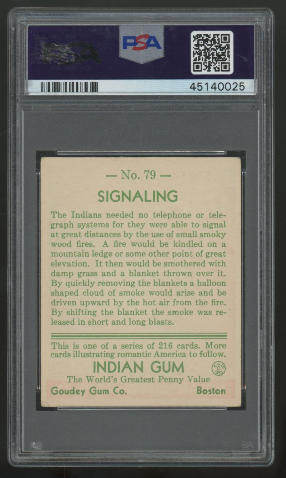 1933 Indian Gum Signaling #79 PSA 4