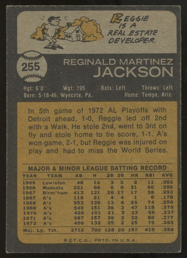 1973 Topps Reggie Jackson #255 EX "A"