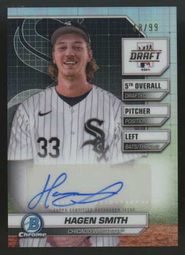 2024 Bowman Draft Hagen Smith Draft Night Auto Refractor /99 #BDNA-HS