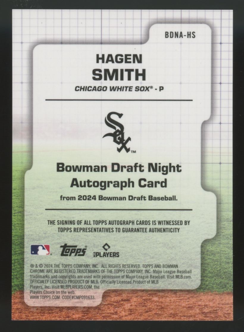 2024 Bowman Draft Hagen Smith Draft Night Auto Refractor /99 #BDNA-HS